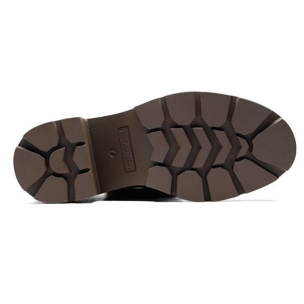 Elastic Chunky Heel Lug Sole Booties - BROWN PU - 5